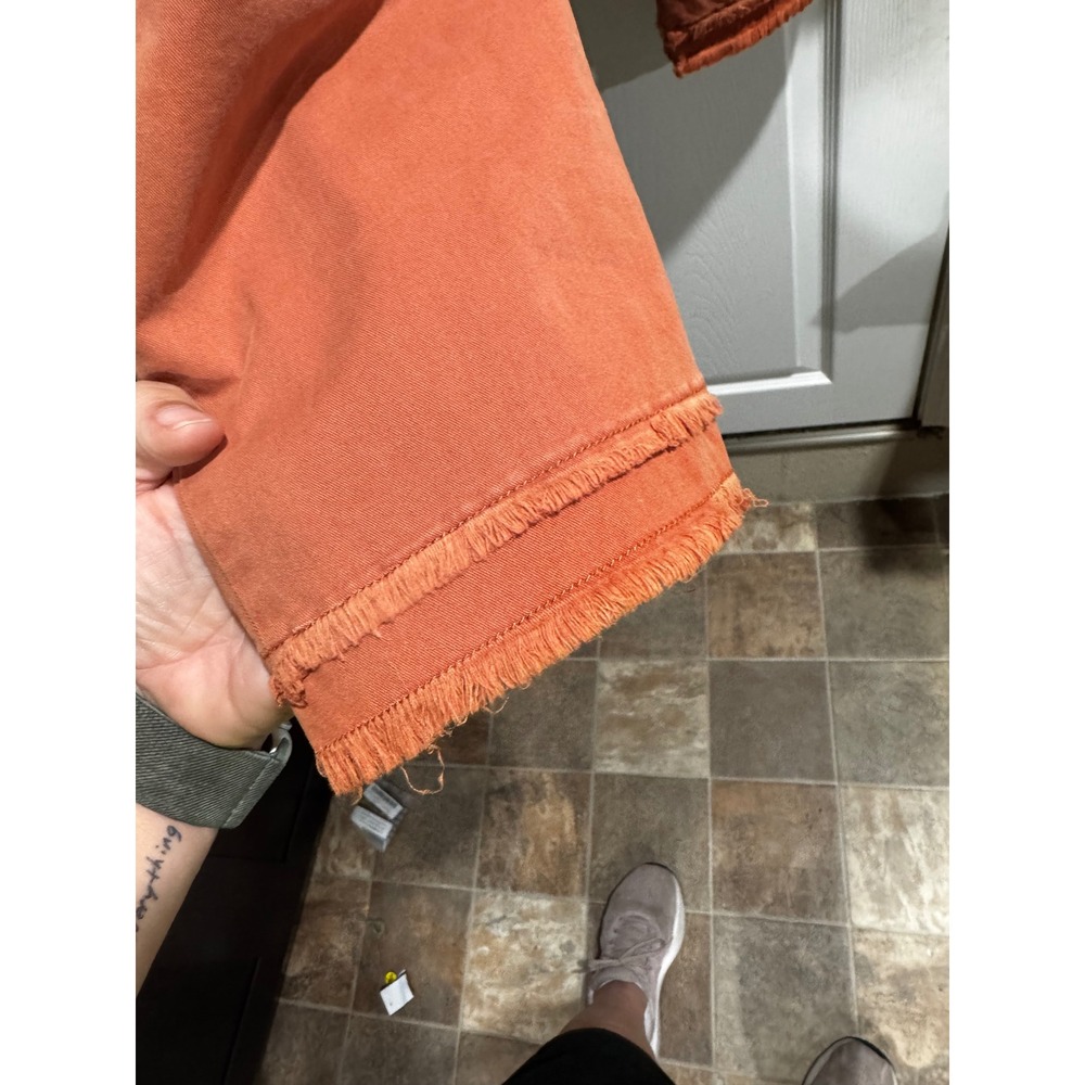 Loft Womens Burnt Orange Straight Leg Frayed Hem Pants Rust Size 14 - Picture 4 of 4